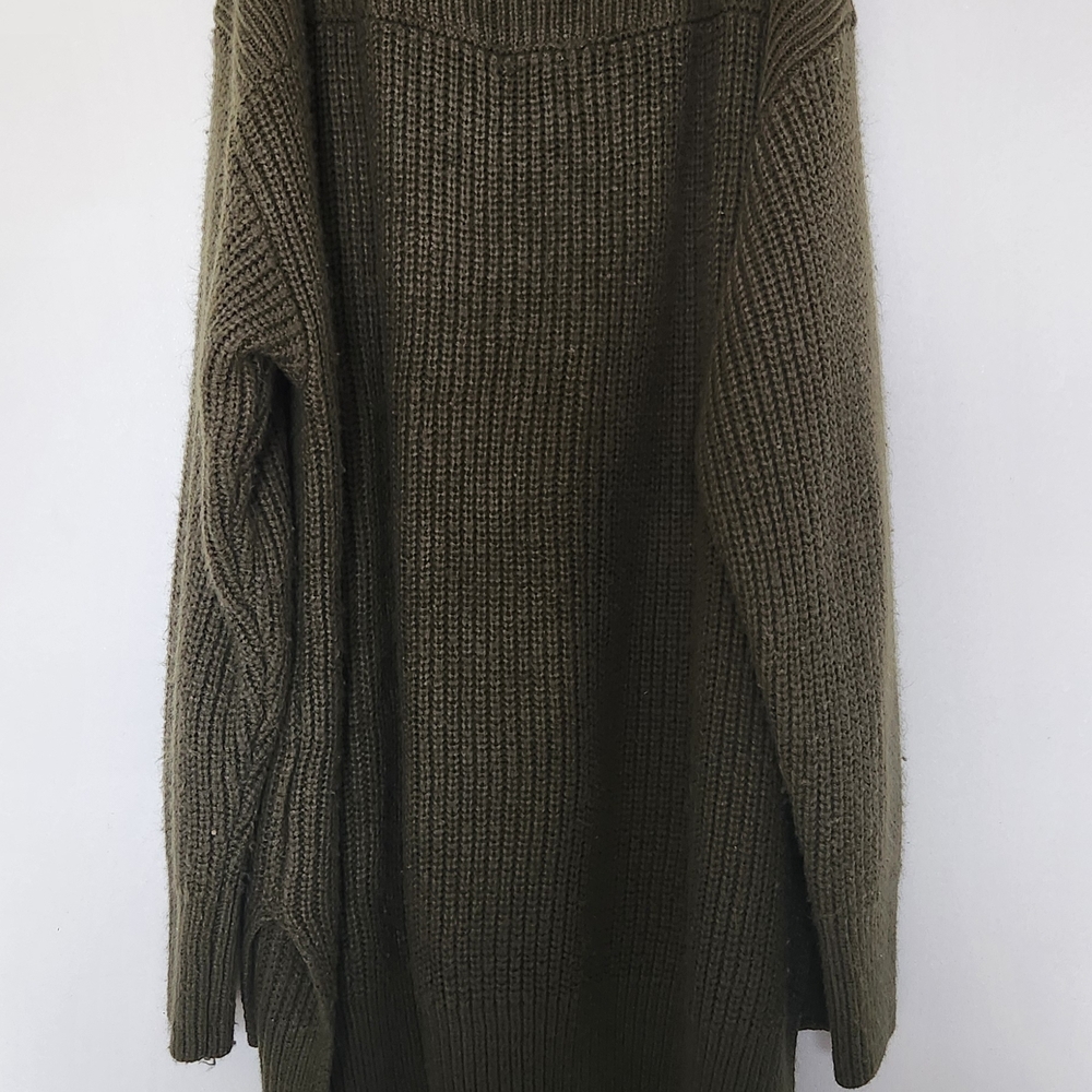 New York & Company Olive Off-the-Shoulder Ribbed Sweater